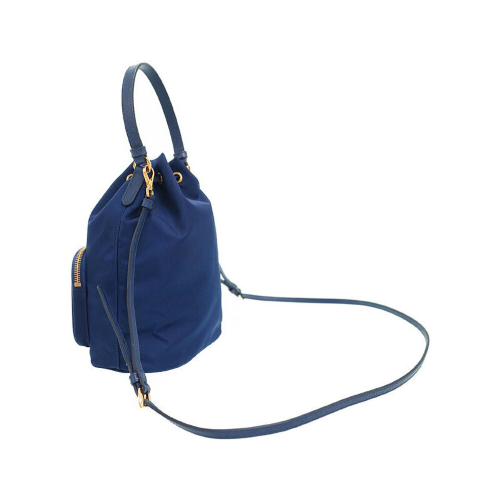 Prada Duet ReNylon Bucket Bag navy blue regenerated nylon leather trim - Picture 2 of 9